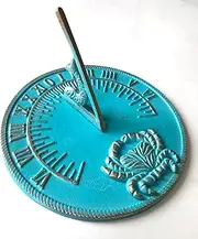 Sundial Verdigris Finish Brass 10" Dia Vintage Sun Dial Home & Garden Theme Fish Dial and Crab Plaque Outdoor Sundial