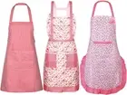 SATINIOR 3 Pieces Floral Aprons for Women Vintage Aprons with Pockets Adjustable