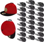 24 Pack Adhesive Hat Hooks for Wall, Hat Rack for Baseball Caps, Black