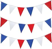 SHATCHI 40 Meters Red White and Blue Bunting 80 Pennant Flag Banner Birthday Wedding National Day Celebration Decorations Street Party Royal Event Union Jack GB Briton (131 ft)