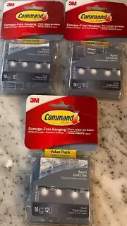 3 Packs 3M Command Round Cord Wire Clips CLEAR Wall Hooks 30 TOTAL