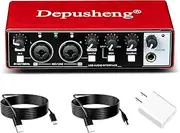 Depusheng RED USB Audio Interface for Recording Music, XLR Interface with 48 V Phantom Power, Audio Box for Guitarists,Podcasters or Producers to record and playback studio quality sound