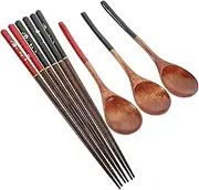 BESTOYARD Elegant Wooden Spoon Chopsticks 3 Piece Dinnerware Set Perfect for Buffet Party Japanese Cuisine