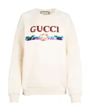 sequin logo sweatshirt S,XS White