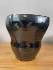 William "Bill" Kremer Studio Pottery 6.5" Black Square Vase Notre Dame Professor