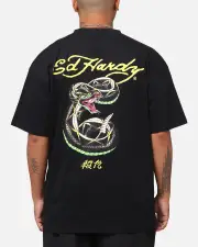 [ED HARDY] Ed Hardy Rattlesnake Reign T-shirt Black - Size 2XL 2XL Black