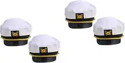 [BESTYASH] 4 Pcs Skippers Mens Hats Caps Cap for Men Boat Captain Hat Cap Mens Hats Fitted Uniform Performing Cap Sea Hat Bonnet for Men Sea Captain Navy Costume Favor Hat Captains Hat White