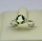 2.50Ct Oval Cut Natural Green Peridot 18k White Gold Plated 925 Engagement Ring
