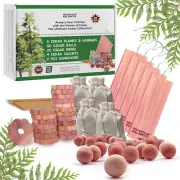 Natural Cedar Blocks Sachets Rings Balls Closet Wardrobe Drawer Storage 61 pk