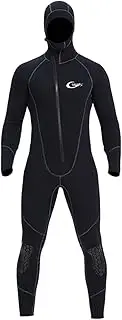 QSTDGVPW Men's Full Body Neoprene Wetsuit 5mm with Hood for Kayaking and Diving
