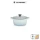 【Le Creuset】琺瑯鑄鐵鍋圓鍋18cm(海岸藍-電木頭-內鍋白)