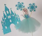 4pcs Frozen Elsa cake topper Disney Princess snowflake castle cupcake toppers