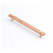 Lenah 224mm Cabinet Handle, Tasmanian Oak &amp; Polished Gold Face Caps