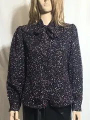 Women's NWT Aqua Black Multi Colored Confetti Button-Up Blouse