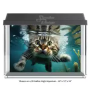 Cute Dark Brown Cat Polyester Fish Tank Glass Backdrop Aquarium Background
