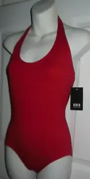 Bloch cotton spandex halter ladies large leotard red L3915 frontlined