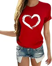 [Generic] Womens Running Shirts Loose Fit Blouse Valentines Day Short Sleeve T Shirt Love Shirts Tops Gifts for Couples 2023 Womens Long Sleeve Running Shirts