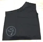 zumba sassy black one shoulder top shirt ladies fitness dance size 16 18 20 22