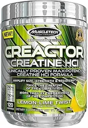 MuscleTech Creactor, Max Potency Creatine Powder, Micronized Creatine and Creatine HCl, Lemon Lime Twist, 120 Servings (238g)