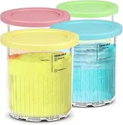 [Dxiocli] Ninja Creami Deluxe 11-in-1 XL Family Pints and Lids -4 Pack 24 oz- Compatible with NC501, NC500 Series-Leak Proof Lids Dishwasher Safe (Blue,Pink,Yellow,Green)