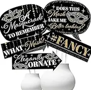 Big Dot of Happiness Photo Booth Props Kit - 10-Piece Masquerade Props, DIY Assembly Prop Stick, Photo Booth Prop, Premium Cardstock Party Decorations