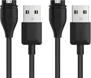 Charging Cable intended for Garmin Forerunner 55 Smartwatch 2 Pack Replacement USB Charging Charger Cord intended for Forerunner 55 Smart Watch, Black (Black)
