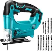 Cordless Jigsaw with 4 Orbital Settings, 2900SPM Electric Jig Saw Compatible with Makita 18V Battery, with 45° Bevel Adjustment and 10pcs Blades for Wood Metal Cutting (No Battery)