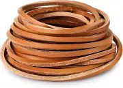 TeeLiy 3mm Flat Genuine Leather Cord, Strip Cord Braiding String Desert Sand