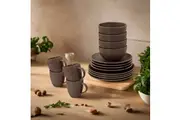 VTWonen Relievo Warm Brown Dinnerware Set of 16