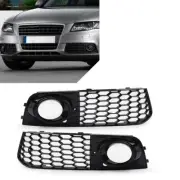 1 Pair Black Honeycomb Hex Mesh Fog Light Cover Plastic For Audi A4 B8 2009-2012 (for: Audi)