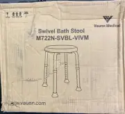 Adjustable Bath Shower Swivel Non Slip Stool Seat Blue Silver Vaunn Medical New
