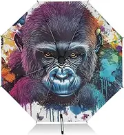 [PDZRMY] Gorilla Butterfly Colors UV Protection Travel Umbrella Compact for Rain and Sun - Auto Open and Close UPF 50+ Windproof Portable 46” Sun Umbrella for Women and Men