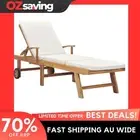 Teak Sunlounger Adjustable Cushion Cream Outdoor Garden 195x59.5cm 8022