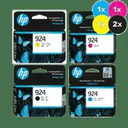 HP 924 Genuine Black Ink Cartridge - Includes [2 x Black, 1 x Cyan, Magenta, Yellow, Black]