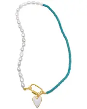 ADORNIA 14K Plated Lock & Heart Pendant Necklace
