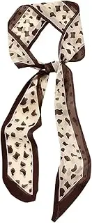 [Namzi] Chiffon Scarf Fun Colorful Printing Long Ribbon Scarf Neck Scarf for Women（Khaki）, Green