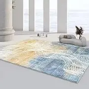 Rug Living Room Traditional Bedroom Large Carpet Soft Easy Care Short Pile Non Slip Not Come Off Easily, 200 x 300 cm Modern Carpet Colour Block Patchwork Blue/Gray3