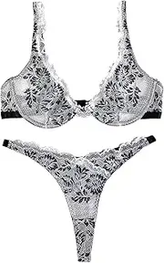 [SEXYTINE] Women's Lace Exotic Lingerie Set Underwired Bra and Panty