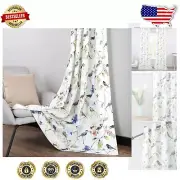 Farmhouse Bird Patterned 84-Inch Curtains - Light Blocking Set of 2 Panels