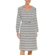 NEW Coolibar UPF 50+ Borghese Dress Long Sleeve Coverup Beige Black size S Small
