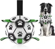 QDAN Dog Toys Soccer Ball with Straps, Interactive Dog Toys for Tug of War,