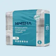 NIMSHA 56 Large Baby Disposable Changing Pads 60x60cm – Waterproof, Super Absorbent Change Mat & Pad – Foldable, Leakproof Diaper Liners for Travel, Potty Training, Sleep or Play – Value Pack