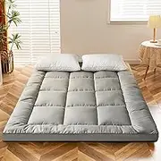 Japanese Foldable Futon Mattress, Full Size - 4" Extra Thick Cotton, Easy To Store & Roll Up - Dormitory & Guest Room (King)