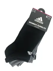 New adidas Women's Superlite Aeroready No Show Socks 6 Pairs Black and Dark Grey