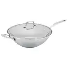 Scanpan Impact 32cm Stainless Steel Wok w/Lid Round Induction Stir Frypan Silver