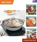 Stainless Steel Twin Mandarin Duck Hot Pot Induction Cookware with Lid, Hot P...