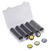 100Pcs 30mm Coin Holders with 5-Size Foam Gasket, Plastic Coin Capsules for C...