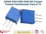3296W 200K OHM 204 1/2 watt Trimpot Trimmer Potentiometer Pack of 10