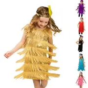 Girls Flapper Dress Sequins Fringe Latin Dance Dress Tassel Tango Dress New