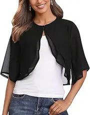 [MYSSUCI] Bolero for Women Dressy Chiffon Loose Open Front Shrugs for Dresses Women Summer Sheer Cardigan